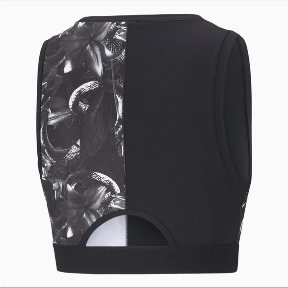 Puma Women's Black and White Floral Sports Bra NWOT - Picture 5 of 6